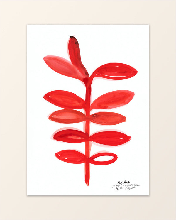 Red Leaf - Minimalistisk målning i rött - Agathe Berjaut