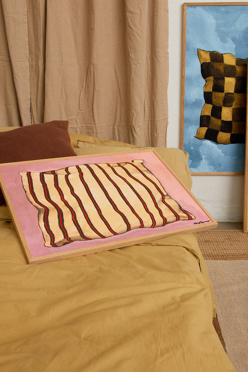 Thin stripe pillow pink
