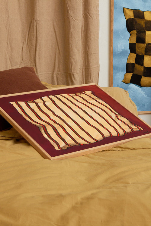 Thin stripe pillow red wine