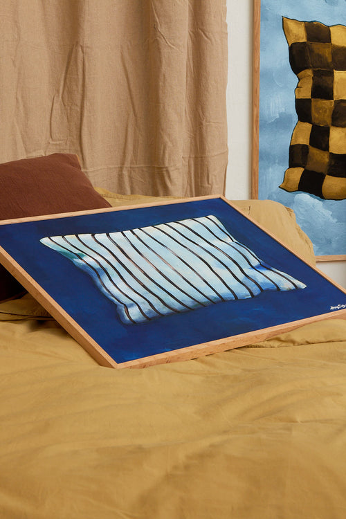 Thin stripe pillow aqua
