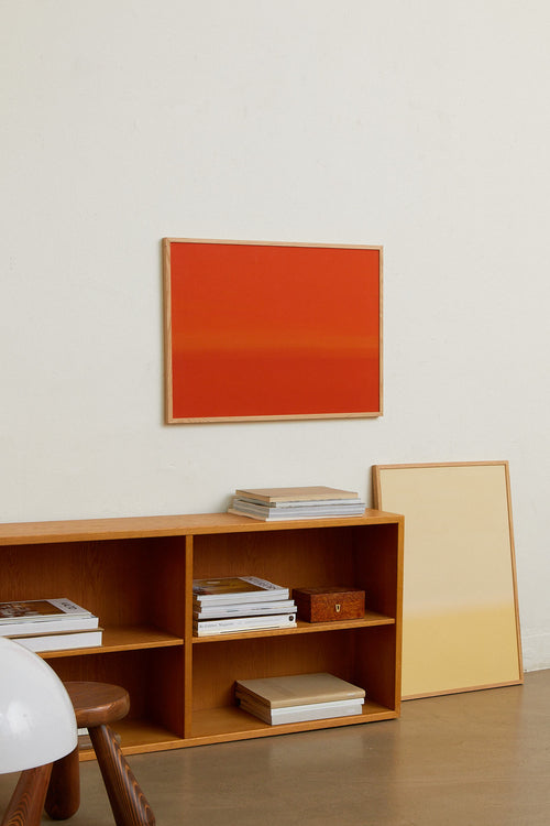 Solid orange square on a white background