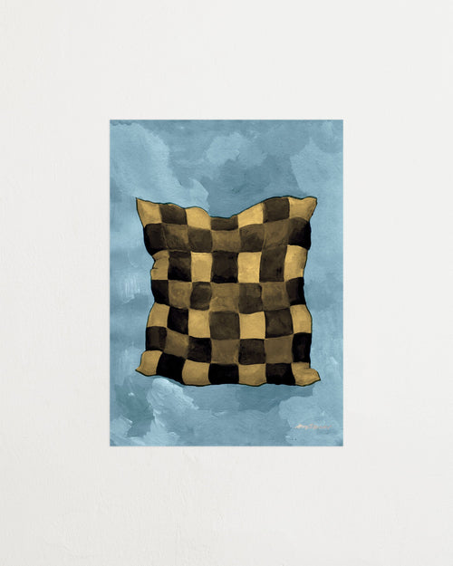 Gingham pillow aqua