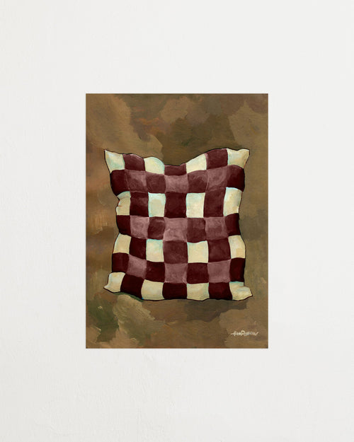 Gingham pillow burgundy