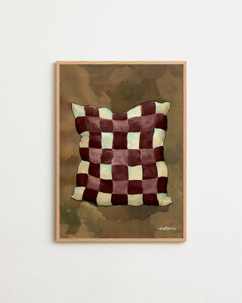Gingham pillow burgundy