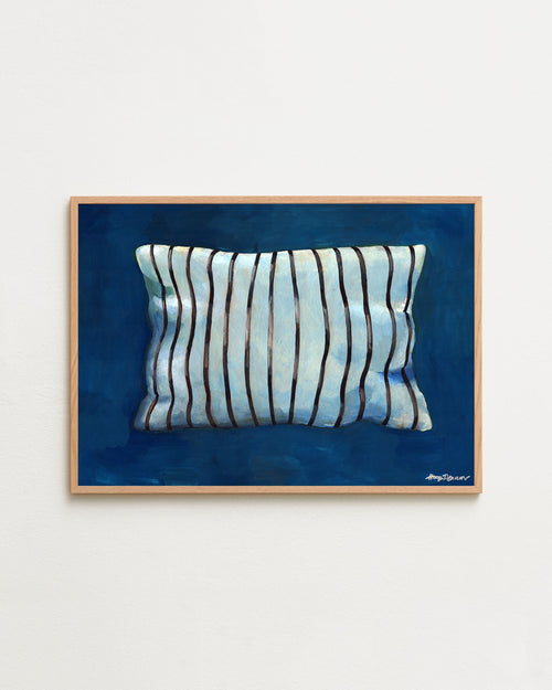 Thin stripe pillow aqua