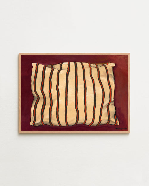 Thin stripe pillow red wine