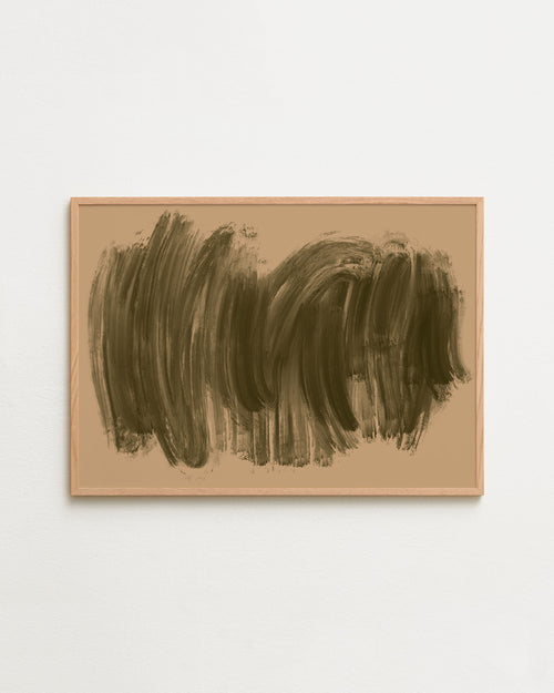 Abstract brown brush strokes on a beige background