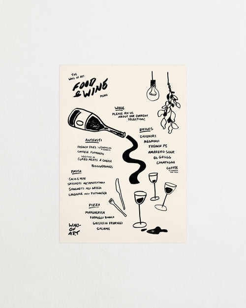 Food and Wine Menu Black