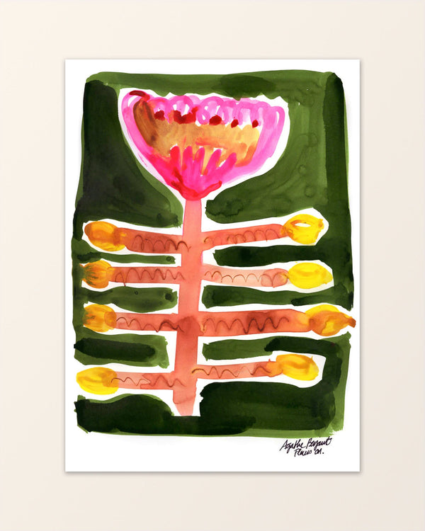 Fleurs 01 - Poster med blomma i bläck - Agathe Berjaut