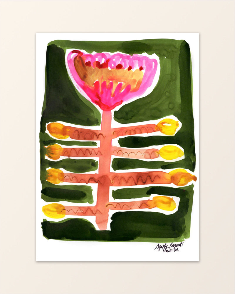 Fleurs 01 - Poster med blomma i bläck - Agathe Berjaut