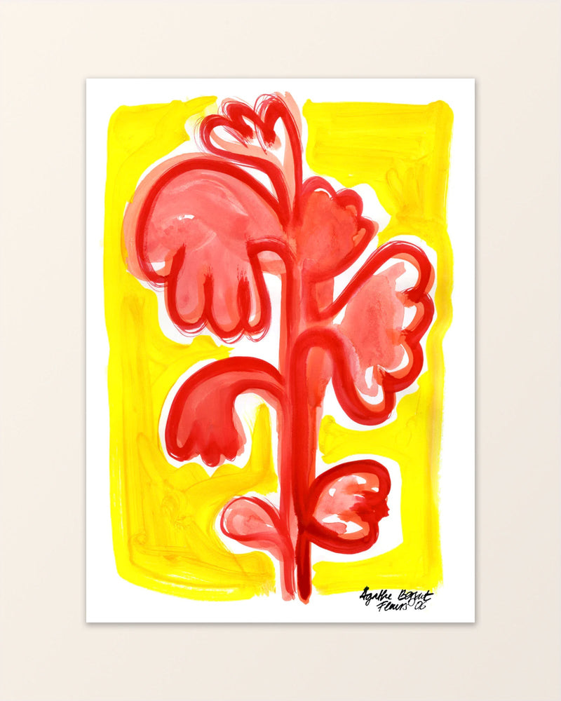 Fleurs 05 - Poster med blomma i bläck - Agathe Berjaut