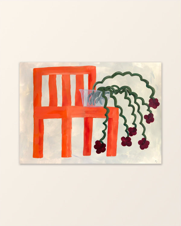 Orange stol - Poster med lekfullt motiv - Emelie Josefin