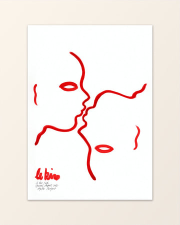 Le Kiss red - Minimalistisk linjeteckning - Agathe Berjaut