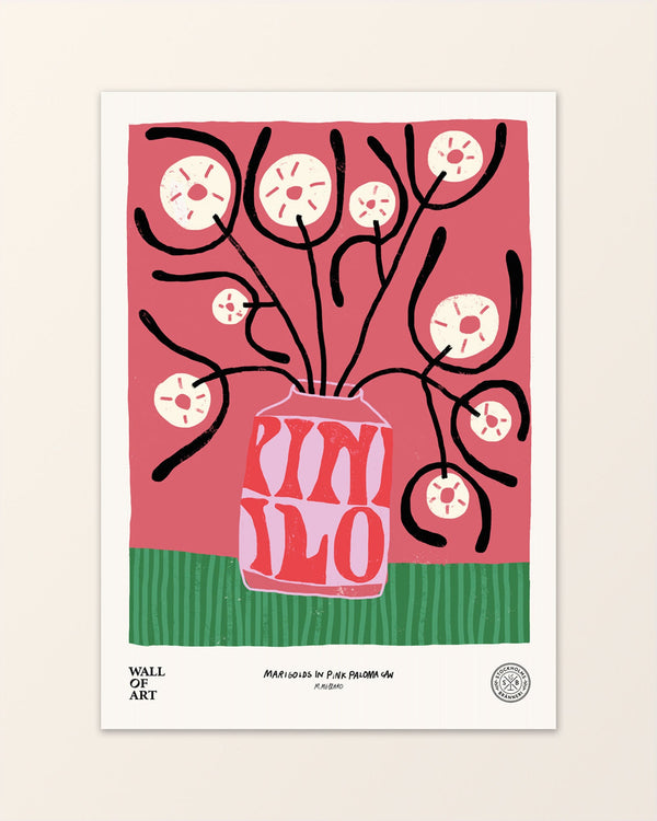 Marigolds in Pink Paloma can Limited Edition poster - Wall of Art x Stockholms Bränneri