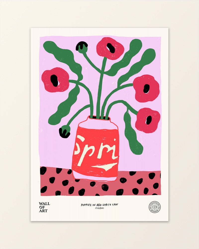 Madelen Möllard - Poppies in Röd Spritz can - Limited Edition - Wall of Art - Stockholms Bränneri