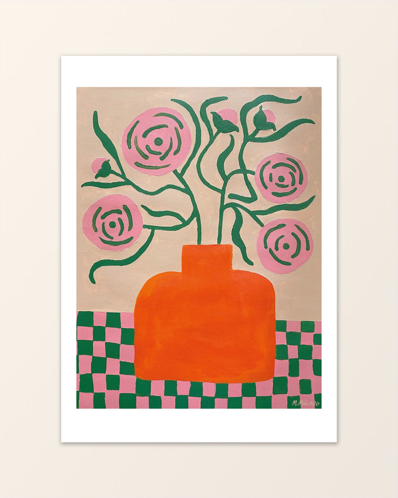 Madelen Möllard Ranunculus in orange vase Poster